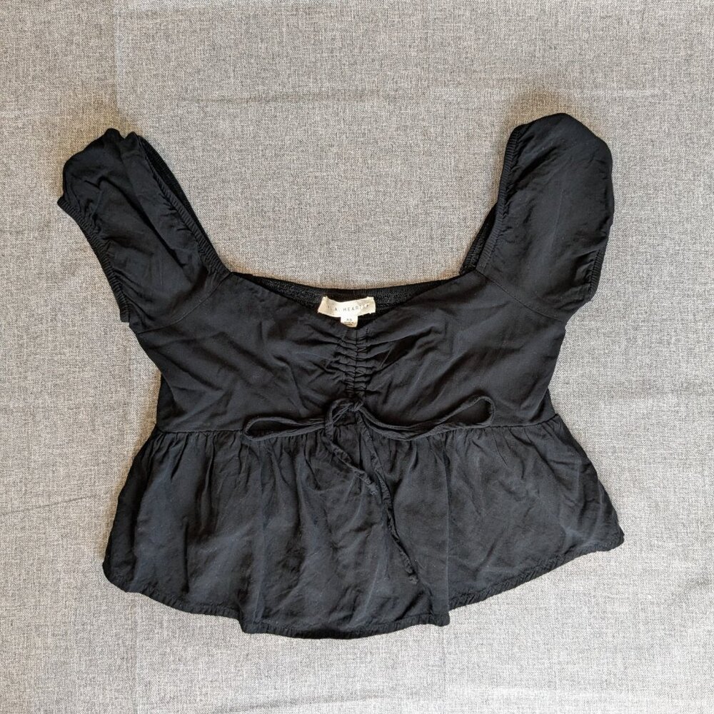 L.A Hearts Shirring Black Crop Top size: XS